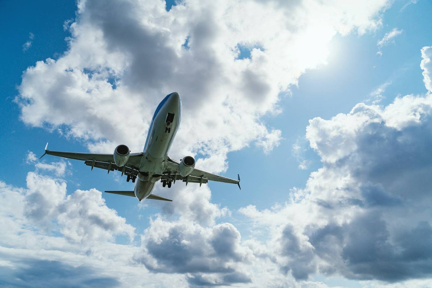 An aircraft flying through the clouds